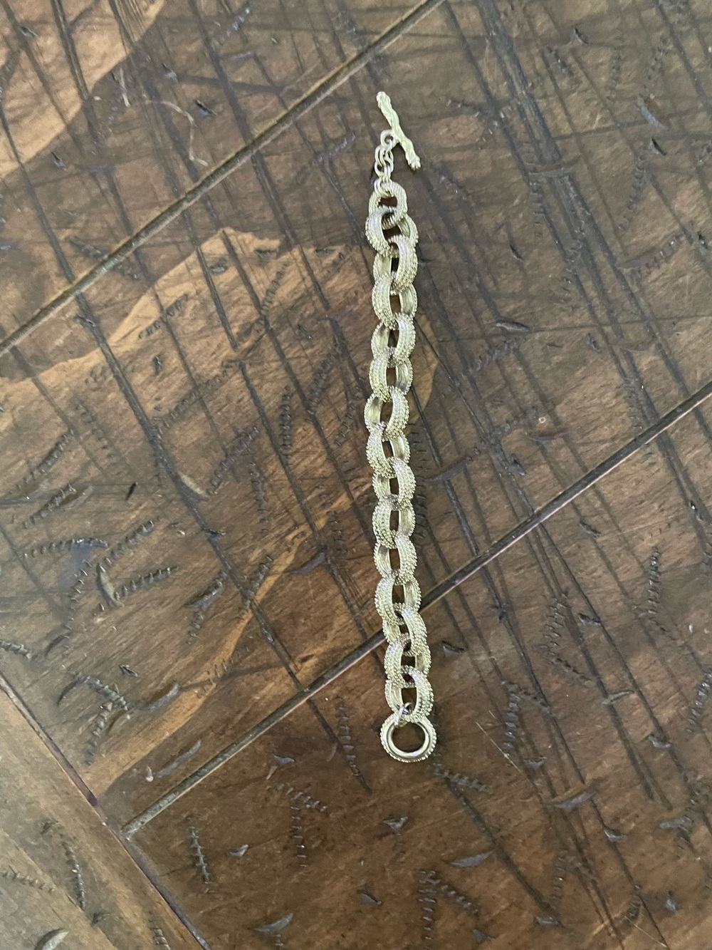 Gold Textured Link Bracelet - Women Jewelry, 8.5” from end to end - Picture 2 of 2